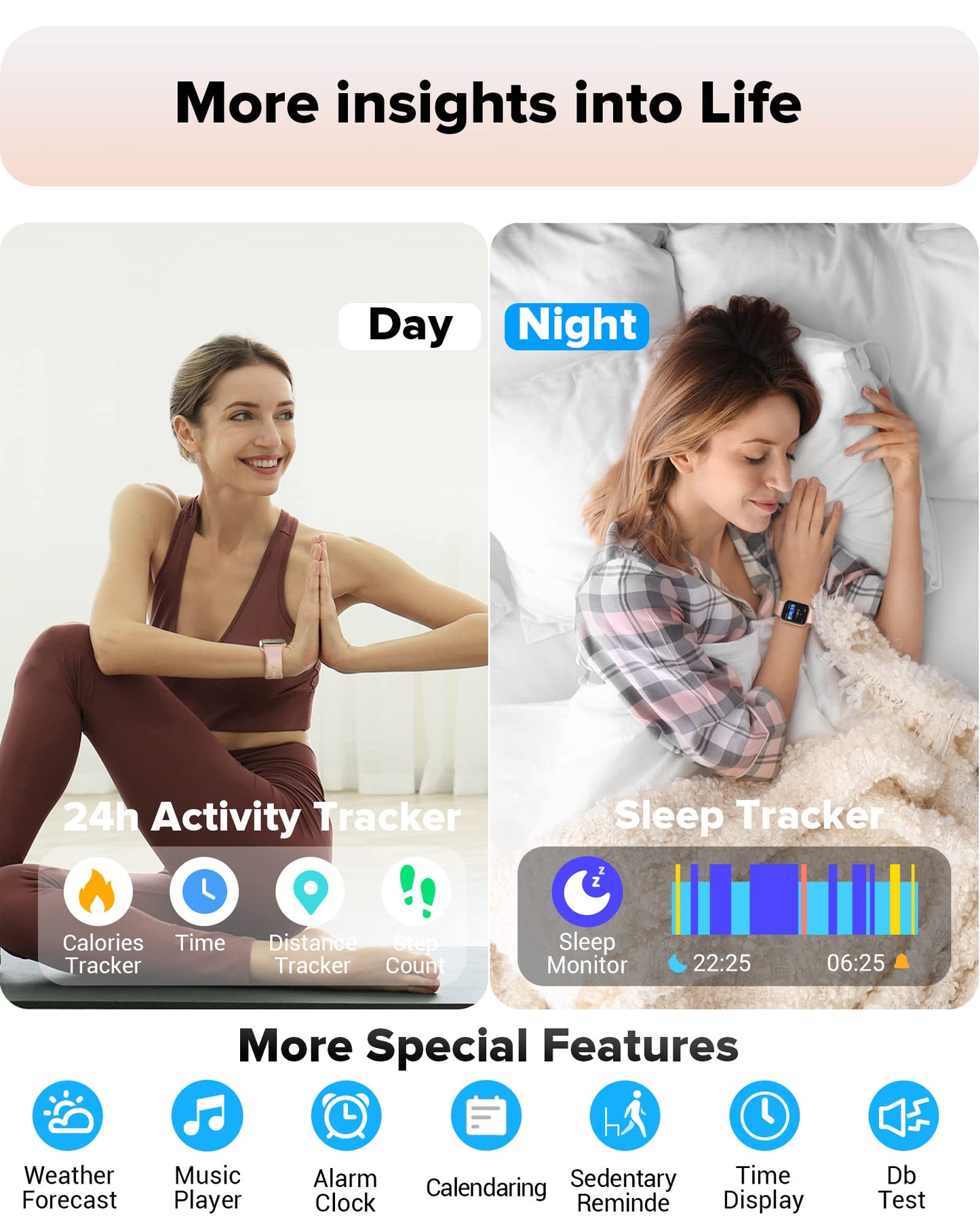 Smartwatch Damen â Telefonfunktion, Fitness Tracker, Puls & Schlafmonitor, IP68